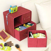StorageMart Foldable 2 Layers 3 Drawers Rectangular Storage Box Collapsible Closet Organizer (30 X 22 X 29 cm, Multicolor) - StorageMart